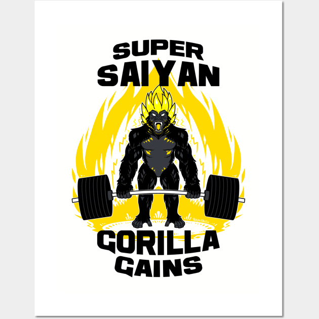 Super saiyan gorilla gains Wall Art by Psychonautic